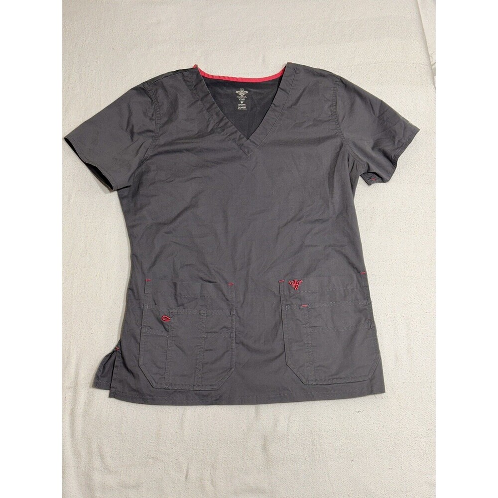 Couture EZ Flex Womens Medium Gray Active Scrub Top 8458 Medical Nurse
